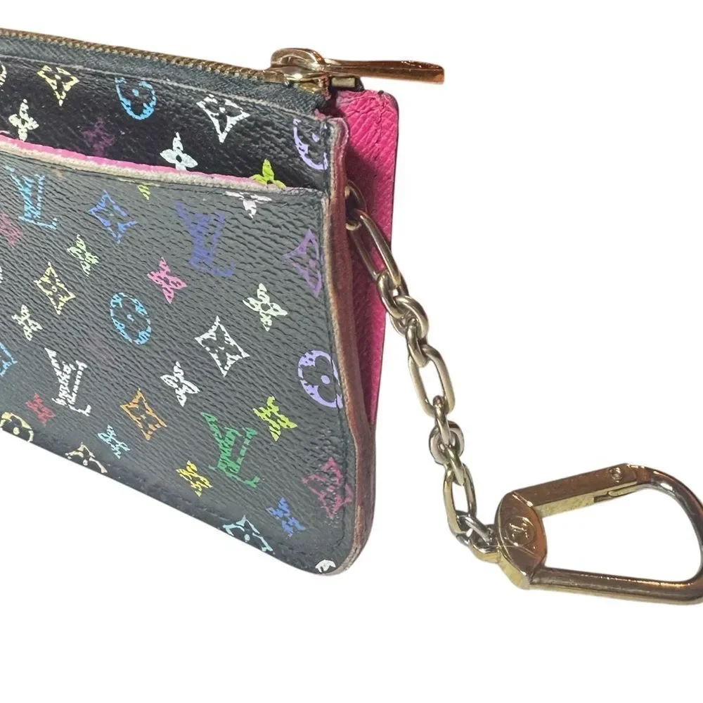 Auth Vintage Louis Vuitton 33 Multicolor Murakami LV Keychain Black Pouch - Picture 9 of 12